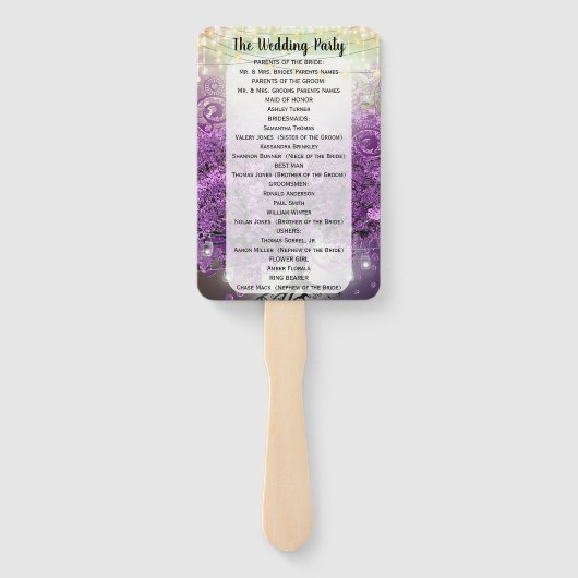 パープルハートリーフツリー結婚式 プログラムファン ハンドファン (裏面)