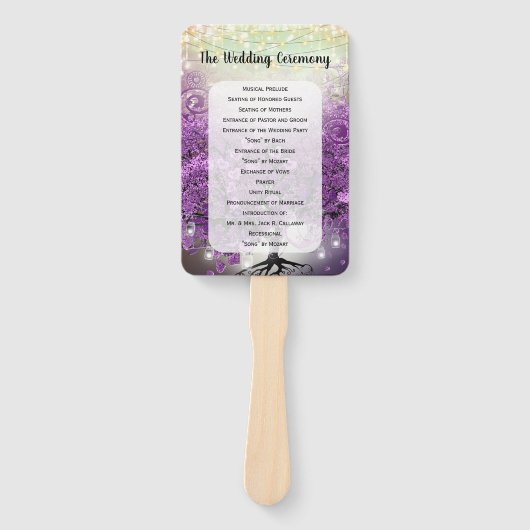 パープルハートリーフツリー結婚式 プログラムファン ハンドファン (正面)