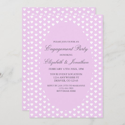 パープルハート婚約パーティ 招待状 (正面/裏面)