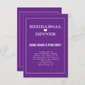 パープルハート結婚のリハーサルディナー招待状 招待状 (正面/裏面)