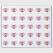 パープルハート金ゴールドグリッター2nd誕生日 ラッピングペーパー (フラット)