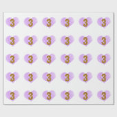 パープルハート金ゴールドグリッター3rd誕生日 ラッピングペーパー (フラット)