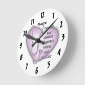 パープルハートRNナース ラウンド壁時計 (傾斜)