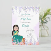 パープルハーフサリー招待カードテンプレート 招待状 (スタンド正面)