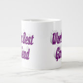 パープルハーフ付きガールフレンドタイポグラフィ ジャンボコーヒーマグカップ (正面)