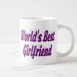 パープルハーフ付きガールフレンドタイポグラフィ ジャンボコーヒーマグカップ