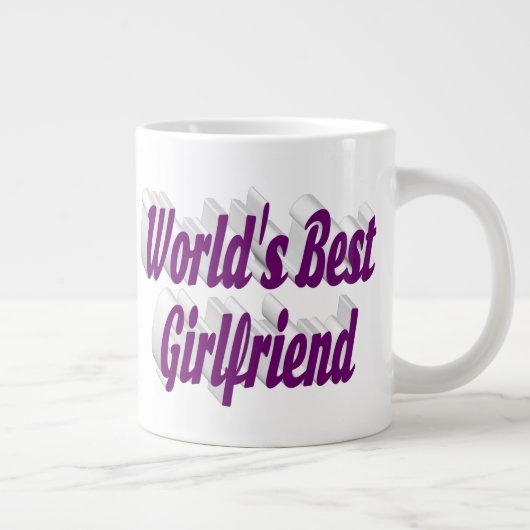 パープルハーフ付きガールフレンドタイポグラフィ ジャンボコーヒーマグカップ (右)