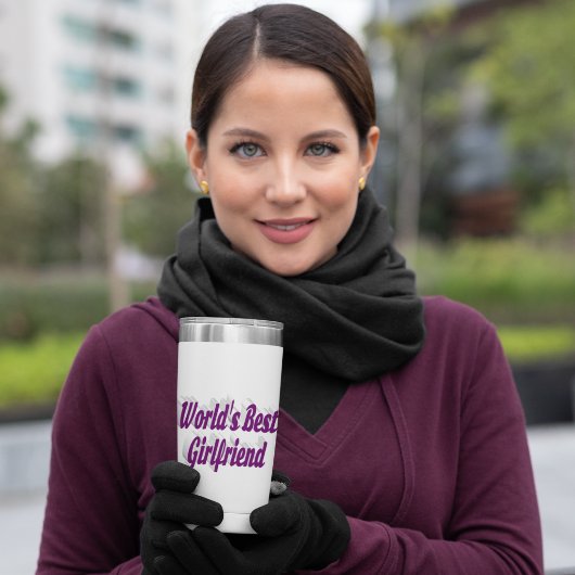 パープルハーフ付きガールフレンドタイポグラフィ 保温保冷タンブラー