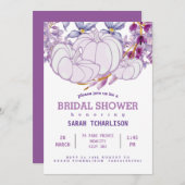 パープルハーベストパンプキンフローラブライダルシャワー 招待状 (正面/裏面)