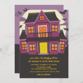 パープルハ幽霊のよく出るウス誕生日パーティーの招待 招待状 (正面/裏面)