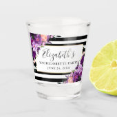 パープルバイオレットフラワーストライプ独身最後の夜 ショットグラス (正面)