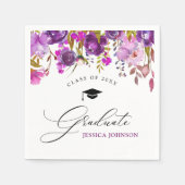 パープルバイオレットフローラモダンスタイル卒業パーティー スタンダードカクテルナプキン (正面)