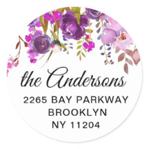 パープルバイオレットフローラ差出人住所封筒用シール