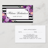 パープルバイオレットフローラ美容師アポイントメントST 予約カード (正面/裏面)