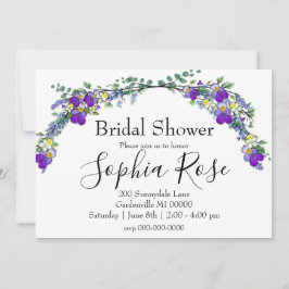 パープルバイオレットラベンダーユーカリブライダルシャワー 招待状