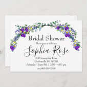 パープルバイオレットラベンダーユーカリブライダルシャワー 招待状 (正面/裏面)