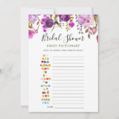 パープルバイオレット牡丹フローラブライダルシャワーカード 招待状 (正面)