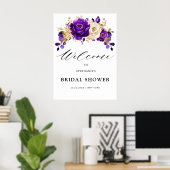 パープルバイオレット王室の金ゴールドブライダルシャワーへようこそ ポスター (ホームオフィス)