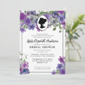 パープルバイオレット花模様リージェンシーエラブライダルシャワー 招待状 (スタンド正面)