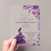 パープルバイオレット薄紫ラベンダーマウヴキンセアニラ アクリル招待状 (インサイチュ (ポータブル))
