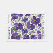 パープルバイオレット2月誕生花市場フローラ フリースブランケット (正面(横))