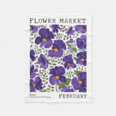 パープルバイオレット2月誕生花市場フローラ フリースブランケット (正面)