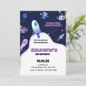 パープルバイオレット オーシャン スペース 誕生日 招待状 (スタンド正面)