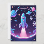 パープルバイオレット オーシャン スペース 誕生日 招待状 (裏面)