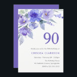パープルバイオレット&ラベンダー90thバースデーパーティー 招待状<br><div class="desc">Purple Violet & Lavender 90th Birthday Party Invitation Matching collection in Niche and Nest store.</div>
