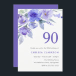 パープルバイオレット&ラベンダー90thバースデーパーティー 招待状<br><div class="desc">Purple Violet & Lavender 90th Birthday Party Invitation Matching collection in Niche and Nest store.</div>