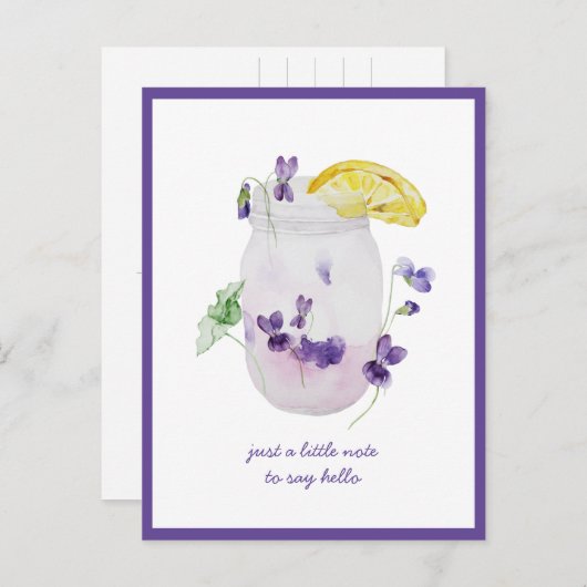 パープルバイオレット、レモネード メイソンジャー あなたのことを想って ポストカード (正面/裏面)