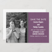 パープルバイナリーコード写真 Save the Date 招待状 (正面/裏面)