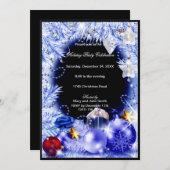 パープルバウブルズスターズクリスマスパーティの招待状 招待状 (正面/裏面)