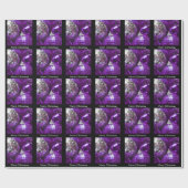 パープルバウブルズメリークリスマスブラック ラッピングペーパー (フラット)