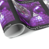 パープルバウブルズメリークリスマスブラック ラッピングペーパー (ロールコーナー)