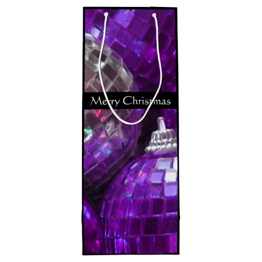 パープルバウブルズメリークリスマス抱き枕ワインブラック ワインギフトバッグ (裏面)