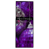 パープルバウブルズメリークリスマス抱き枕ワインブラック ワインギフトバッグ (正面)