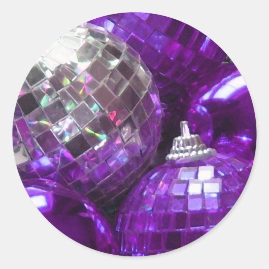 パープルバウブルラウンドステッカー ラウンドシール (正面)