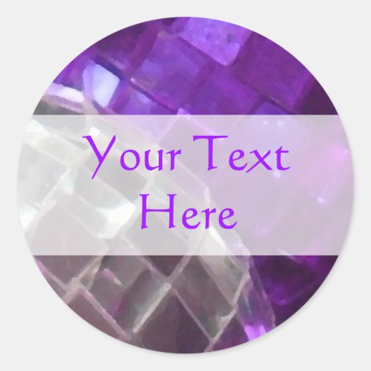 パープルバウブル詳細「Your Text」ステッカー ラウンドシール (正面)