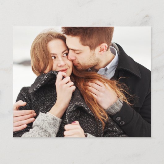 パープルバジェットグリーンリーフォト結婚式招待状 (裏面)