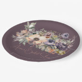 パープルバジルフローラブーケシャワー ペーパープレート (アングル)