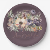 パープルバジルフローラブーケシャワー ペーパープレート (正面)