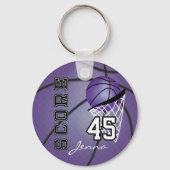 パープルバスケットボールのパーソナライズ – プリント両側 キーホルダー (裏面)