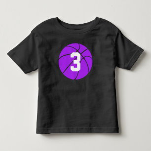 パープルバスケットボールキッドカスタムジャージーナンバートードラー トドラーTシャツ