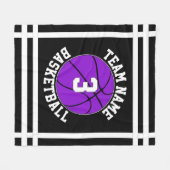 パープルバスケットボールチーム名&選手ナンバスポーツ フリースブランケット (正面(横))