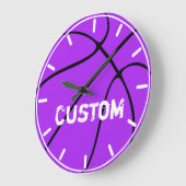 パープルバスケットボールホームディレクカスタムターチーム名 ラージ壁時計 (傾斜)