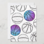パープルバスケットボール誕生日招待状 招待状 (裏面)