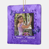 パープルバタフパーソナライズされたオーナメントガールズクラブ セラミックオーナメント (左)