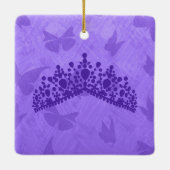 パープルバタフパーソナライズされたオーナメントガールズクラブ セラミックオーナメント (裏面)