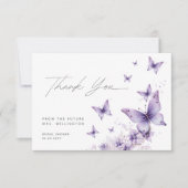 パープルバタフライの贈り物　ブライダルシャワー サンキューカード (正面)